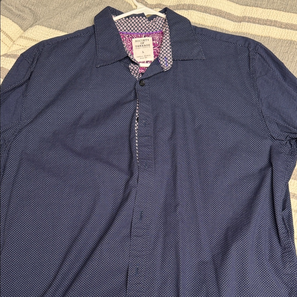Society Of Threads Navy Button Down Shirt